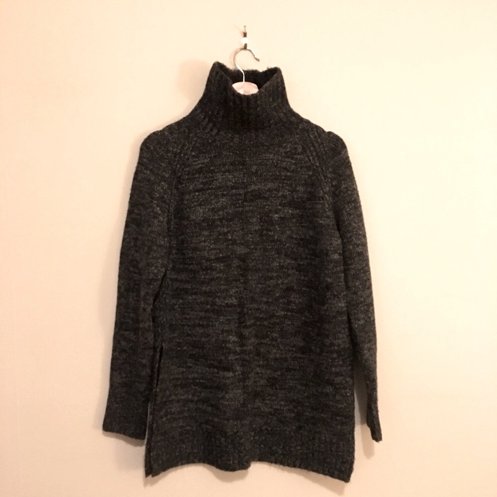 Zara Mock Neck Tunic Sweater Heather Grey SZ Small